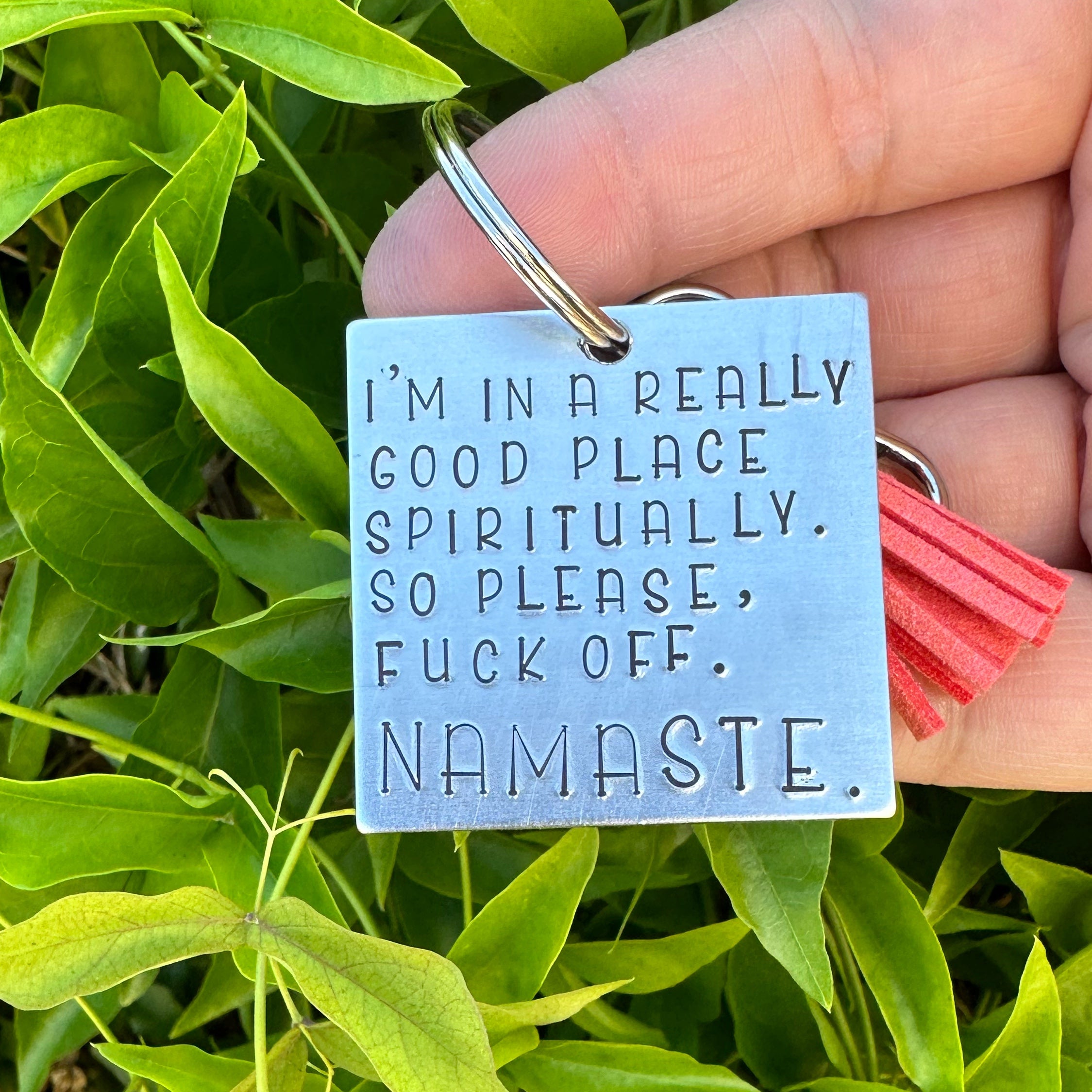 Keychain - square- namaste