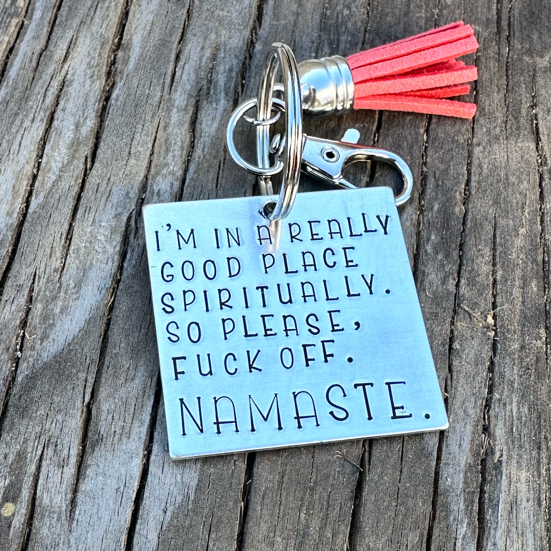 Keychain - square- namaste