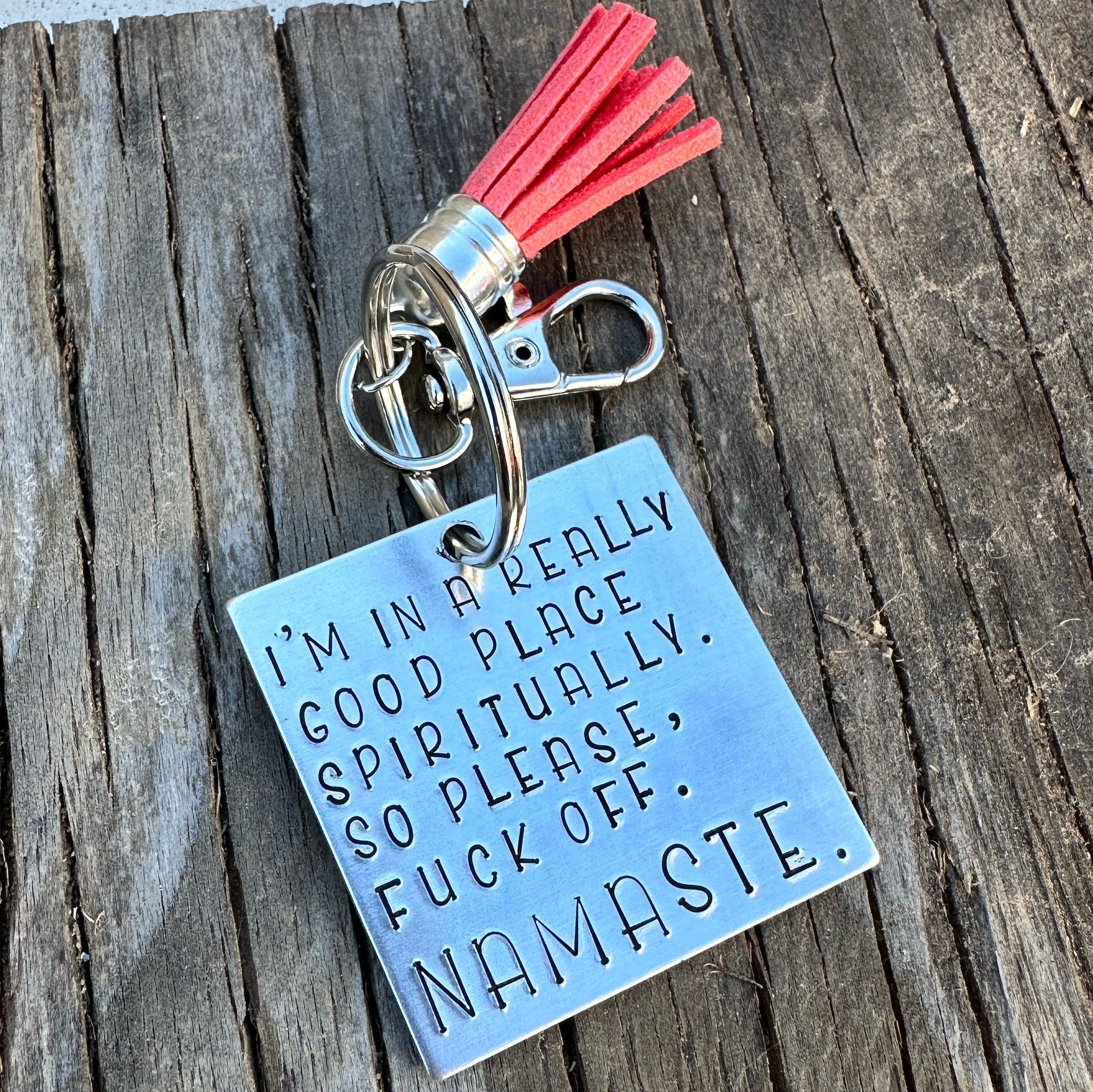 Keychain - square- namaste