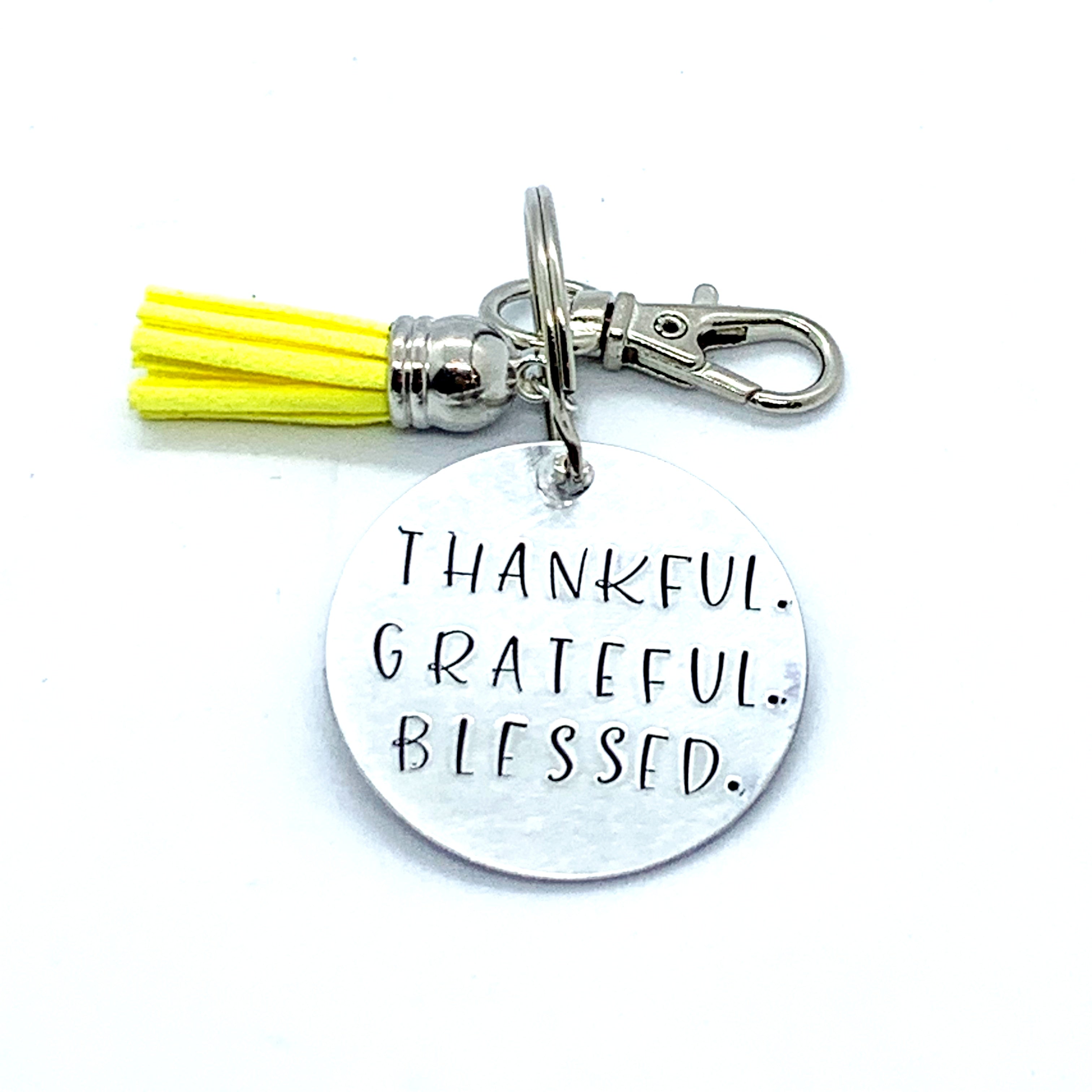 Key Chain - Circle Shape - Thankful. Grateful. Blessed.