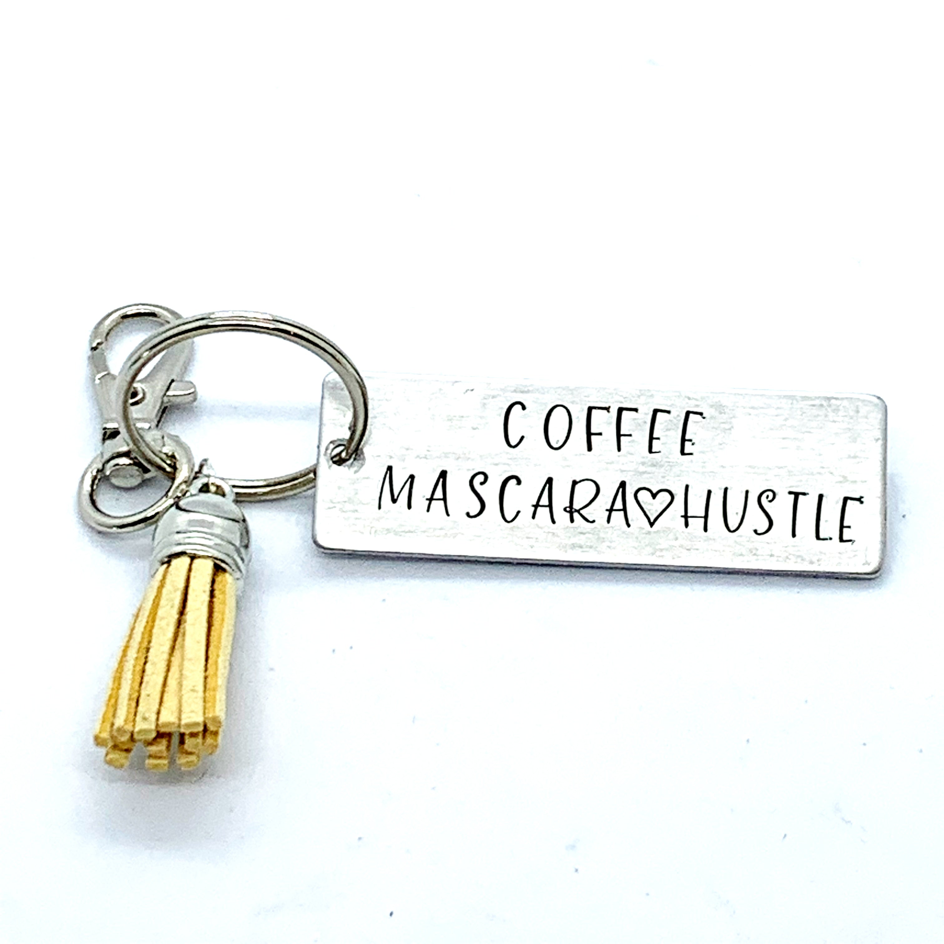 Key Chain - Large Rectangle - Coffee . Mascara . Hustle