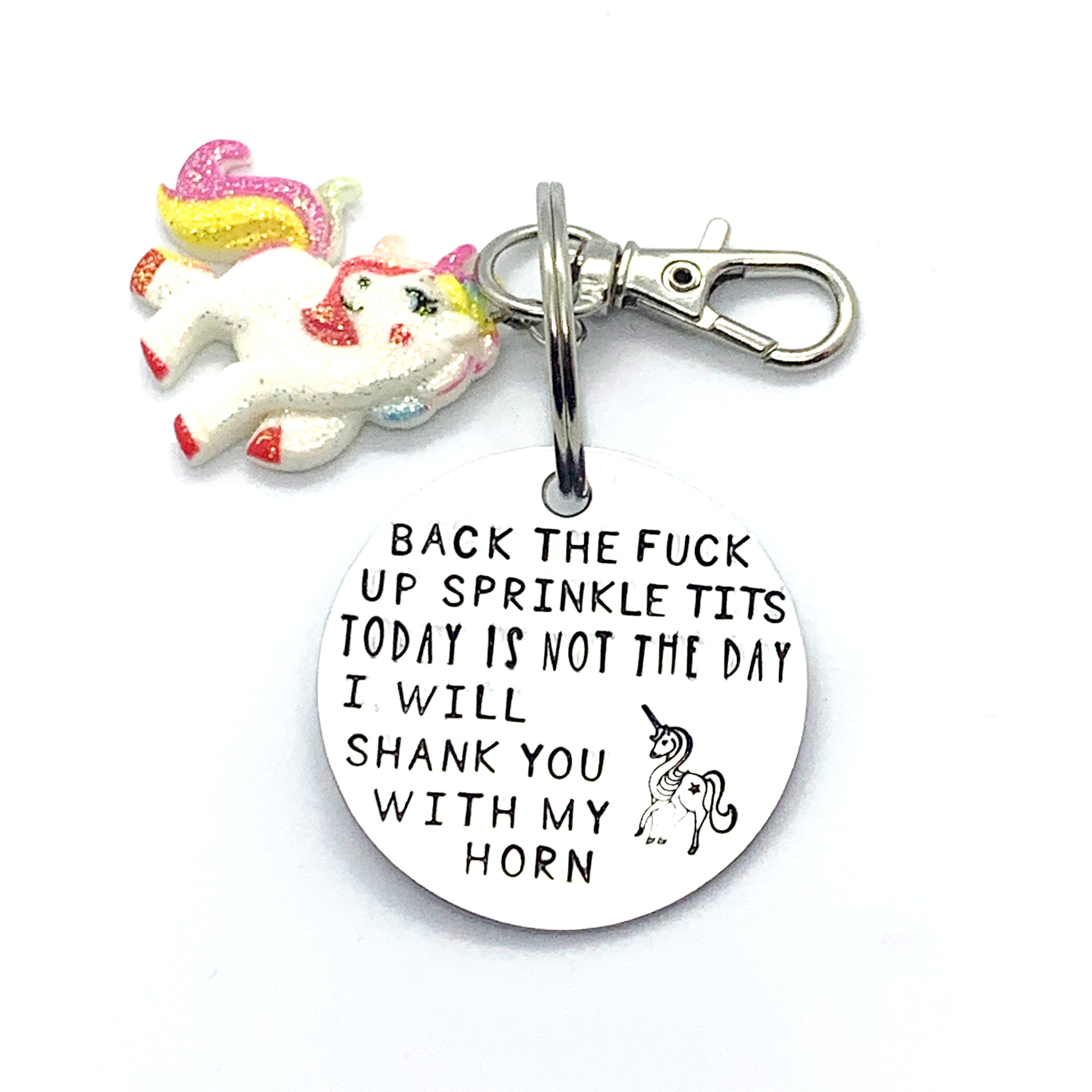 Key Chain - Circle Shape w/ Specialty Tassel - Back The Fuck Up Sprinkle Tits Today Is Not The Day