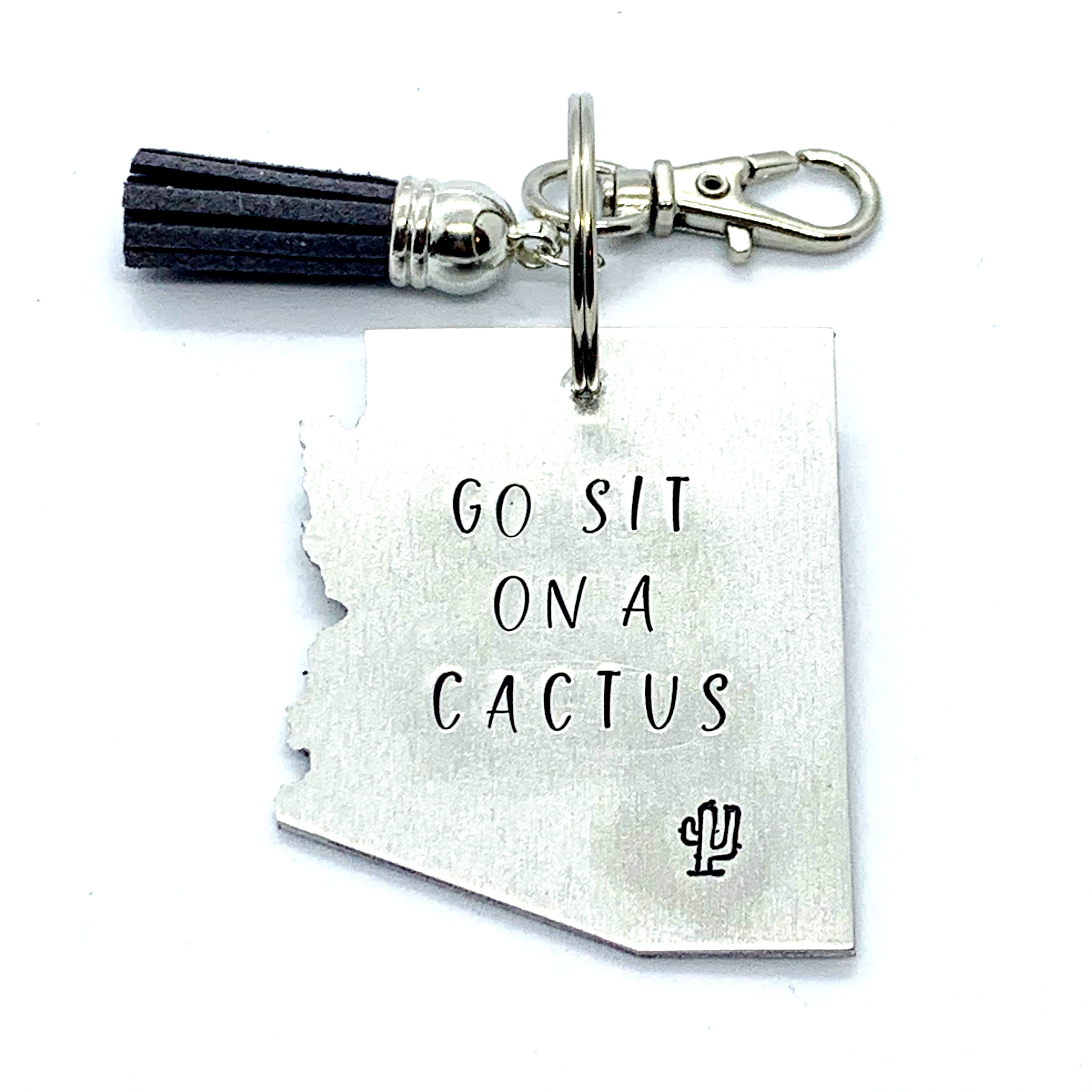 Key Chain - Arizona Shape - Go Sit On A Cactus