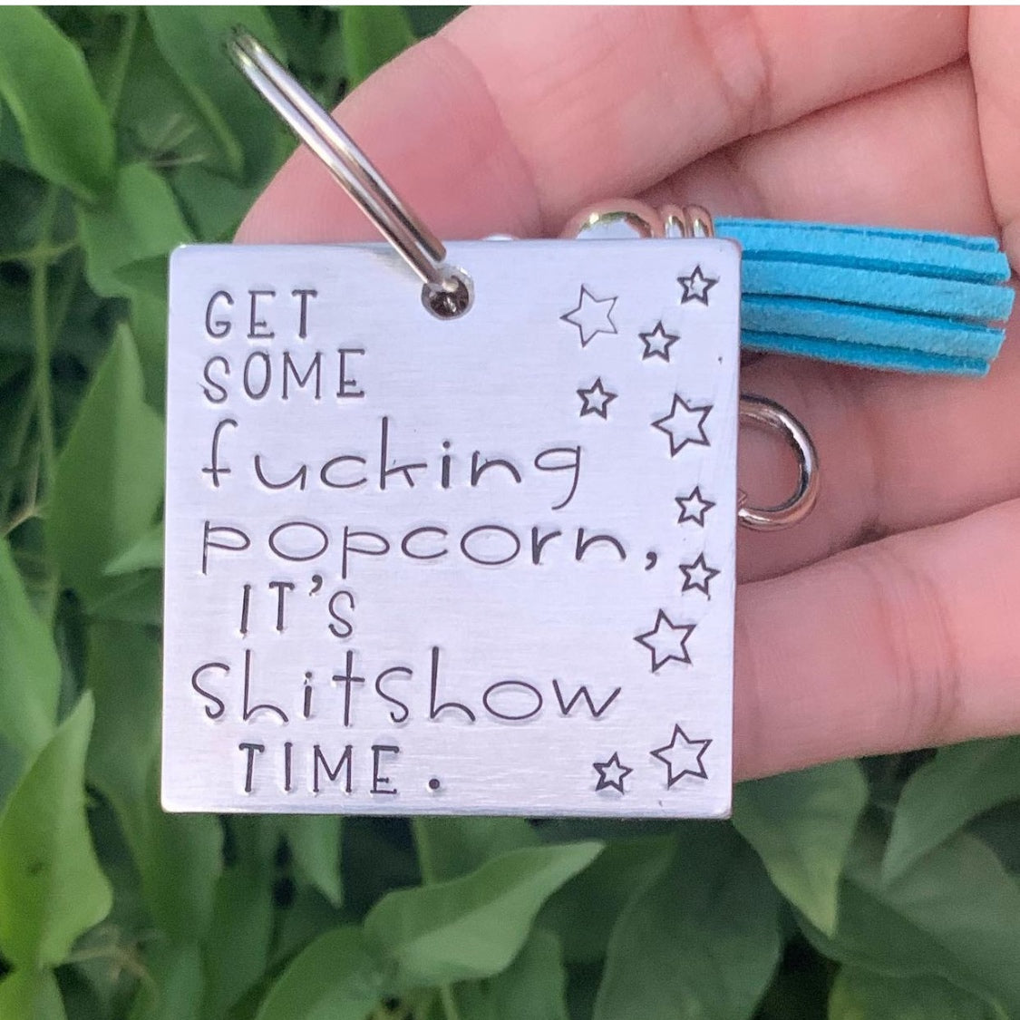 Shitshow popcorn square keychain