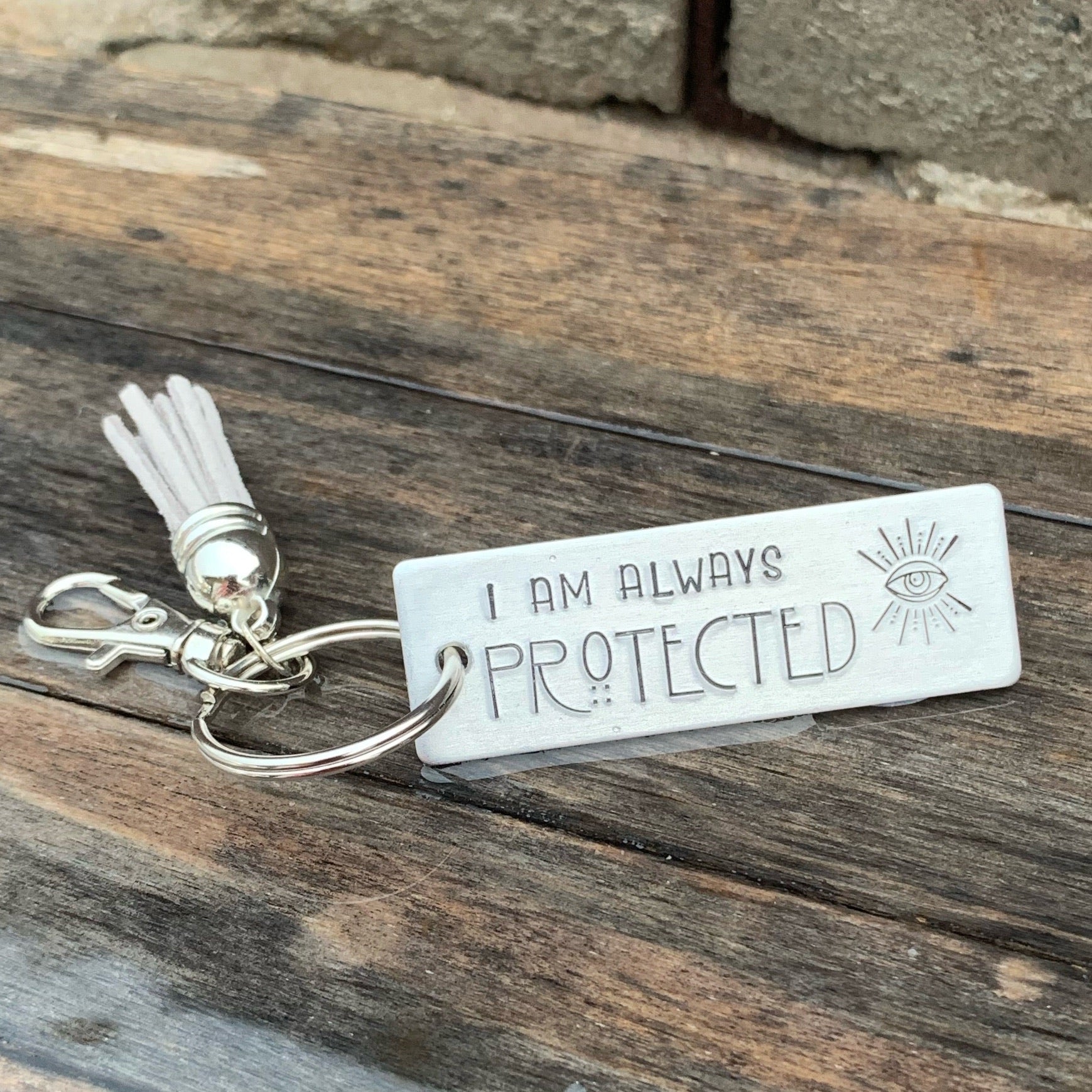 Keychain - Large Rectangle - I am protected
