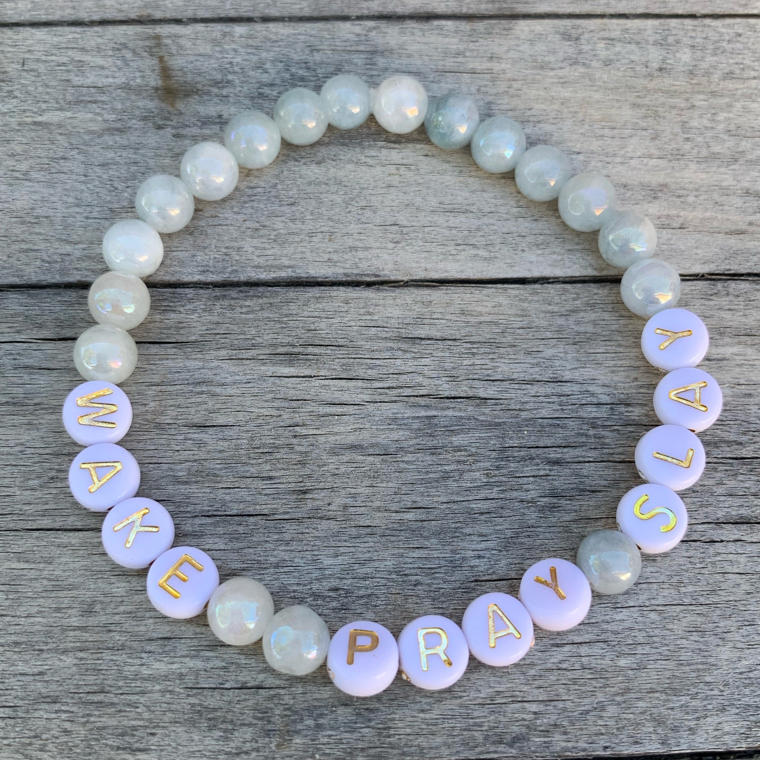 Beaded bracelet- “Wake Pray Slay”