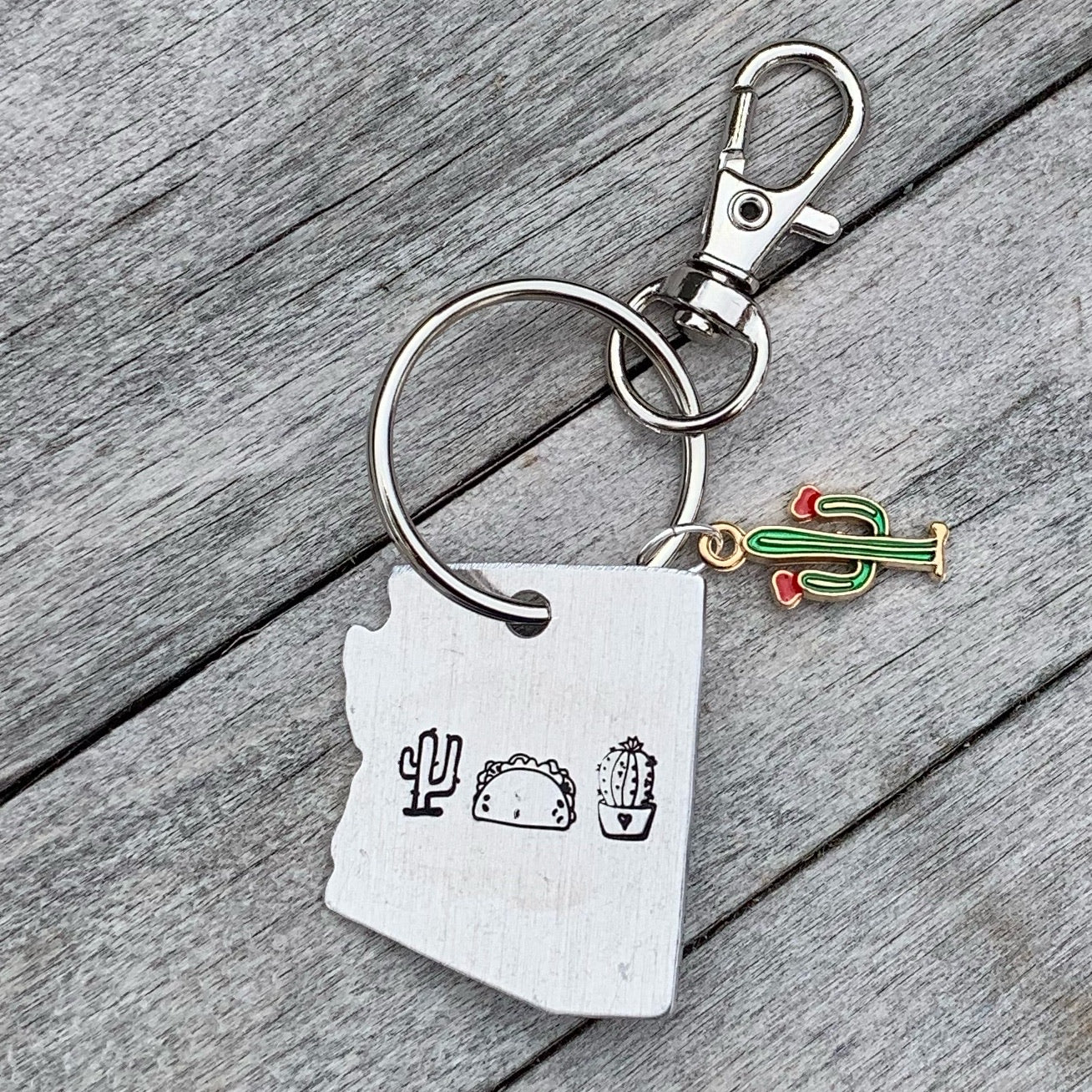 Key Chain - Small Arizona - "cactus taco succulent"