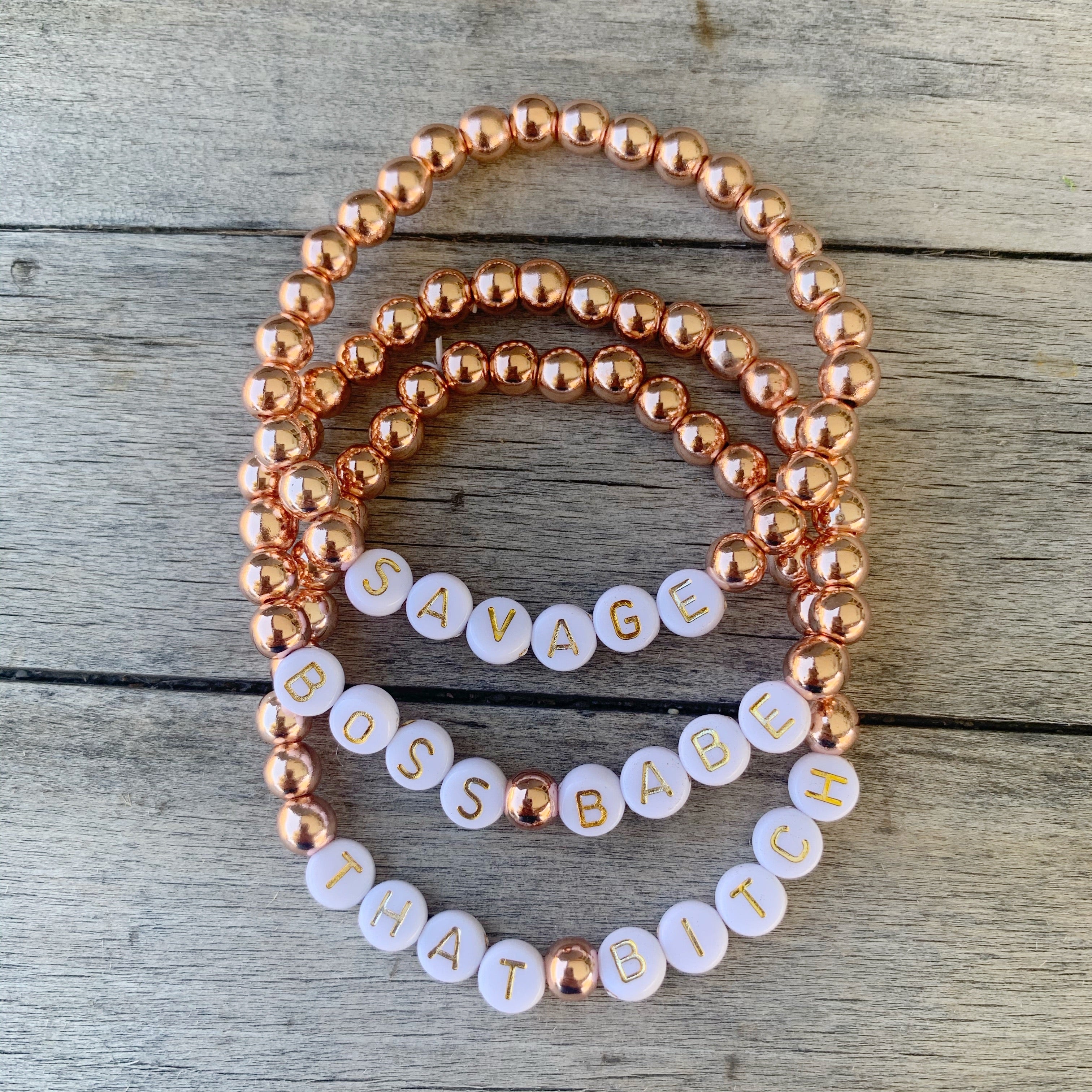 CUSTOM Beaded Bracelet - ROSE GOLD HEMATITE