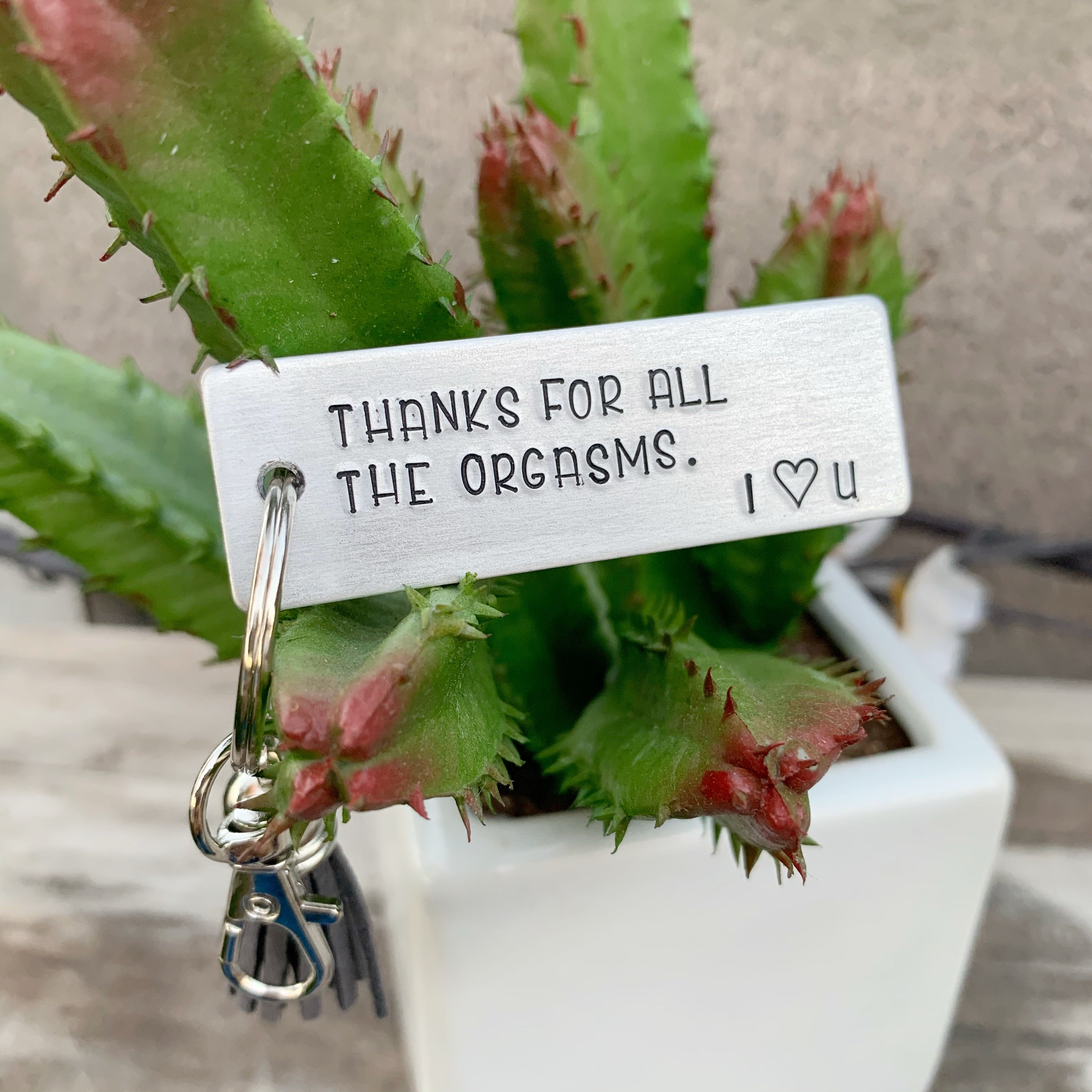 Key Chain - Large Rectangle - Thanks for all the orgasms, I ❤️ U