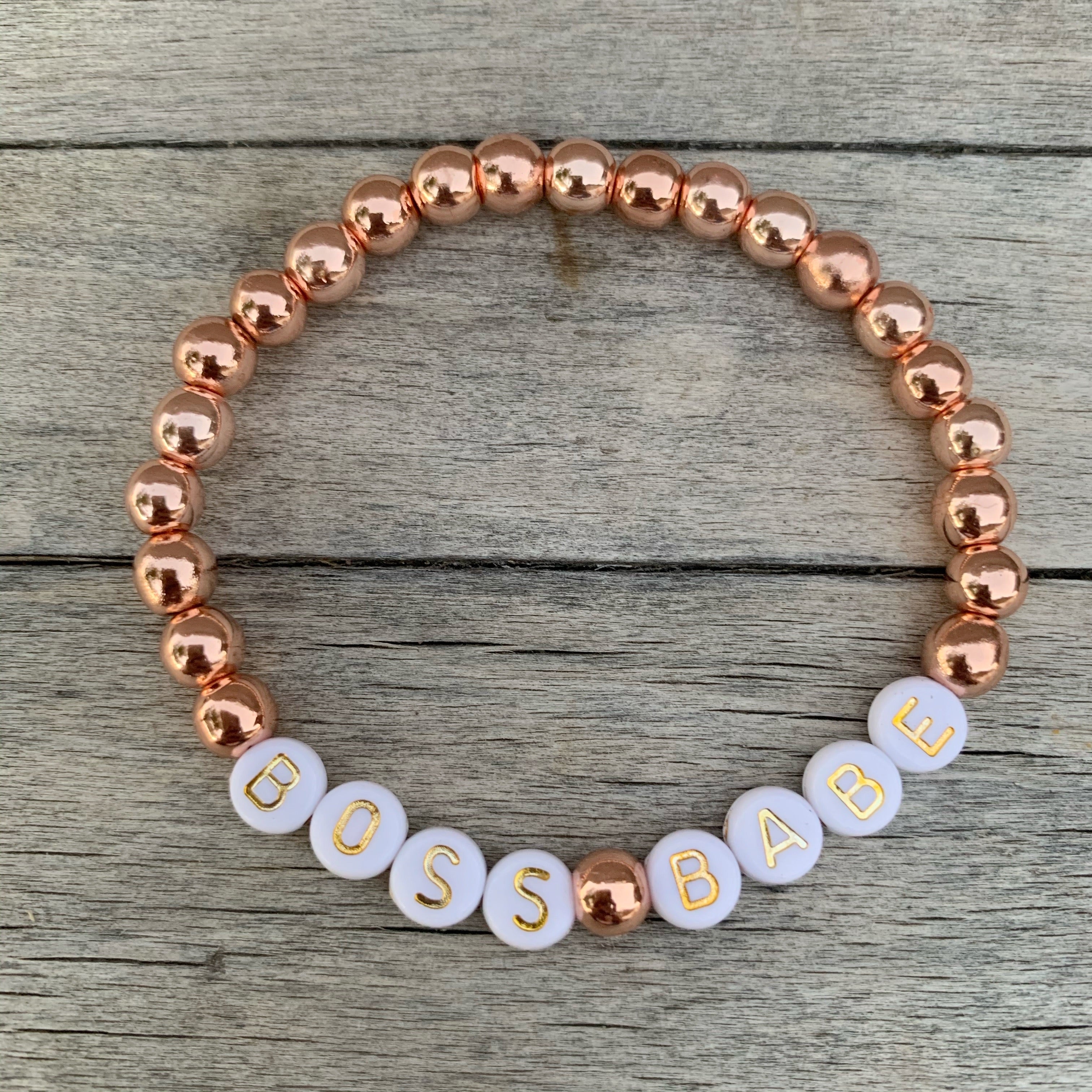 Beaded Bracelet- Rose Gold Hematite - “Boss Babe”