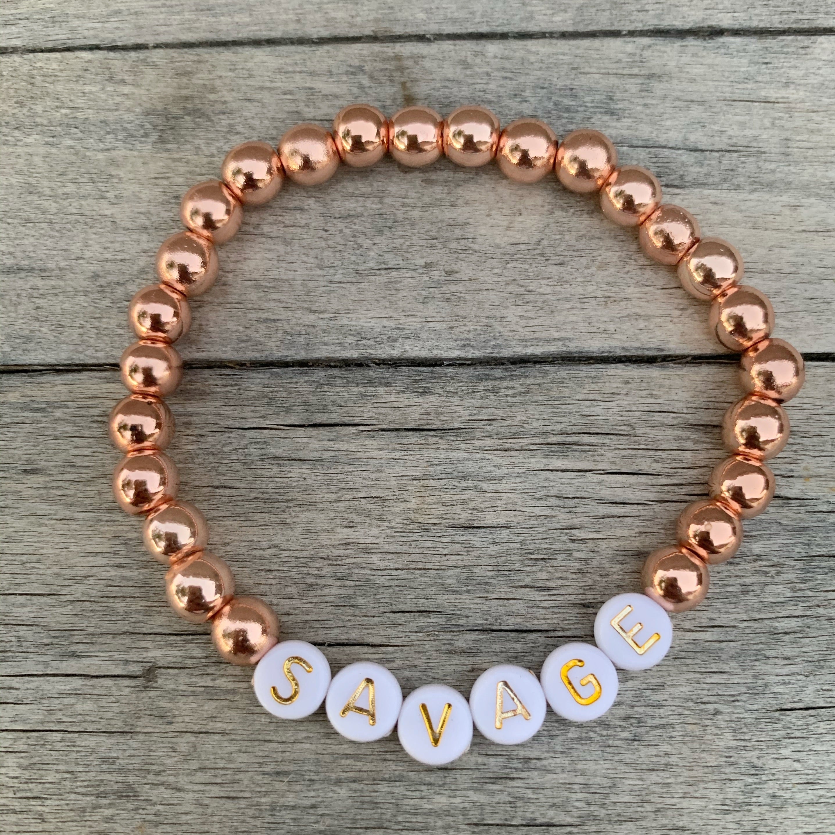 Beaded Bracelet- Rose Gold Hematite - “Savage”