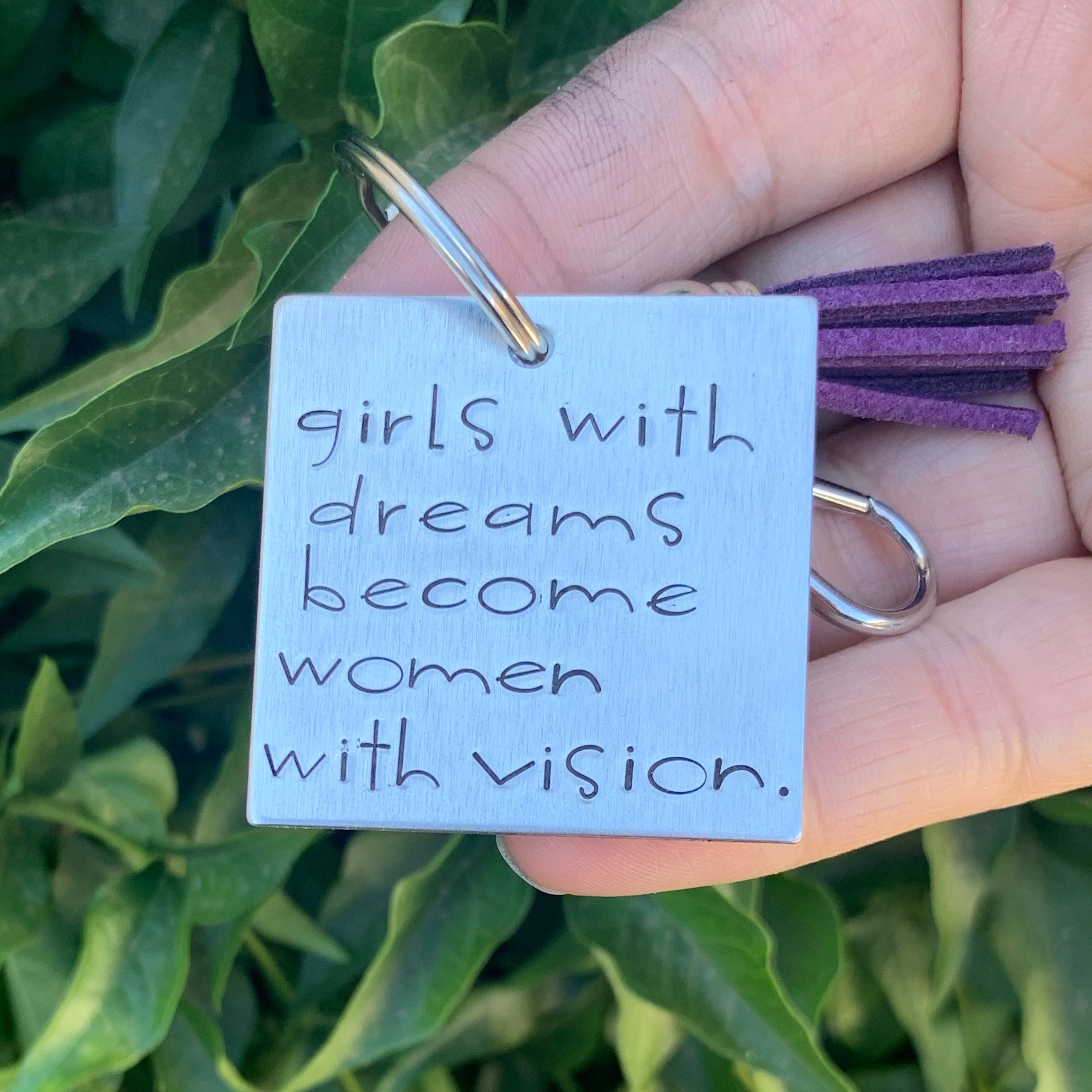 square keychain - girls with dreams become women with vision