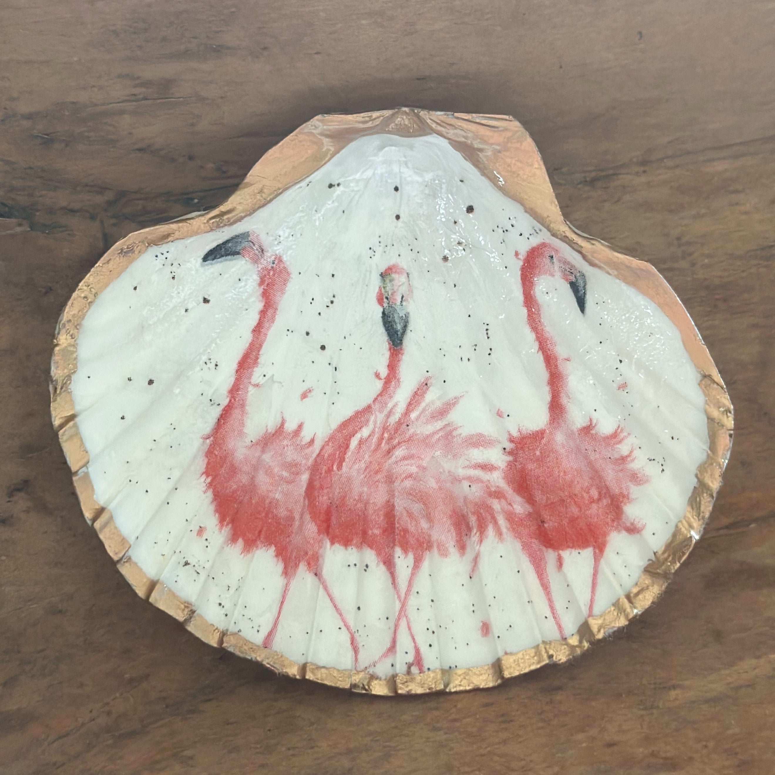 Shell Dish- multi flamingos