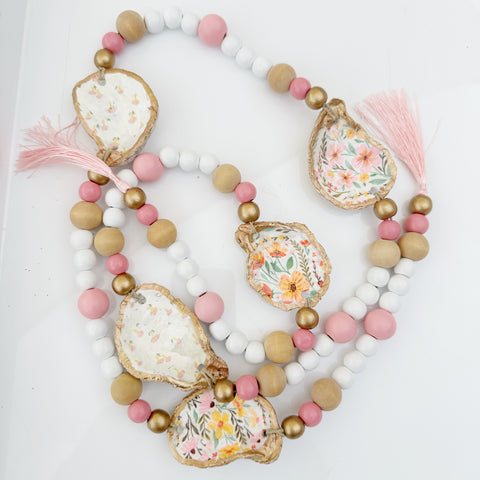 Oyster Garland - pink floral/mushies