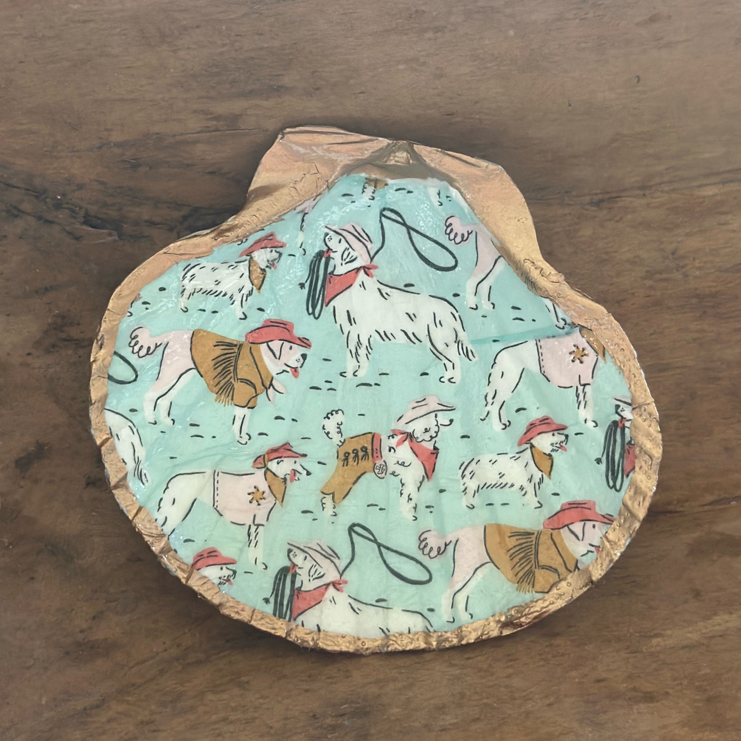 Shell Dish- cowboy puppies
