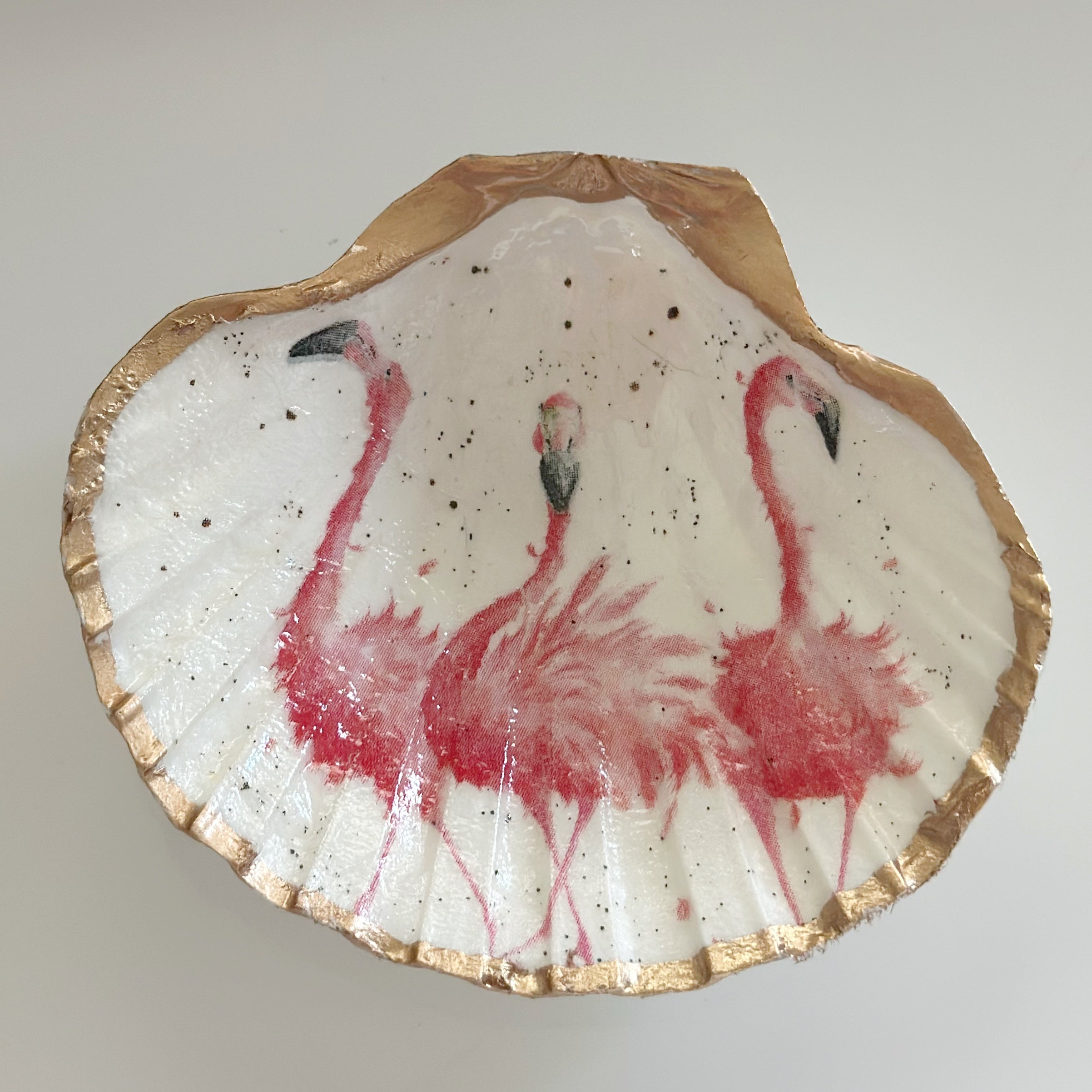 Shell Dish- multi flamingos