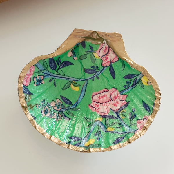 Shell Dish- green floral