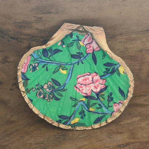 Shell Dish- green floral