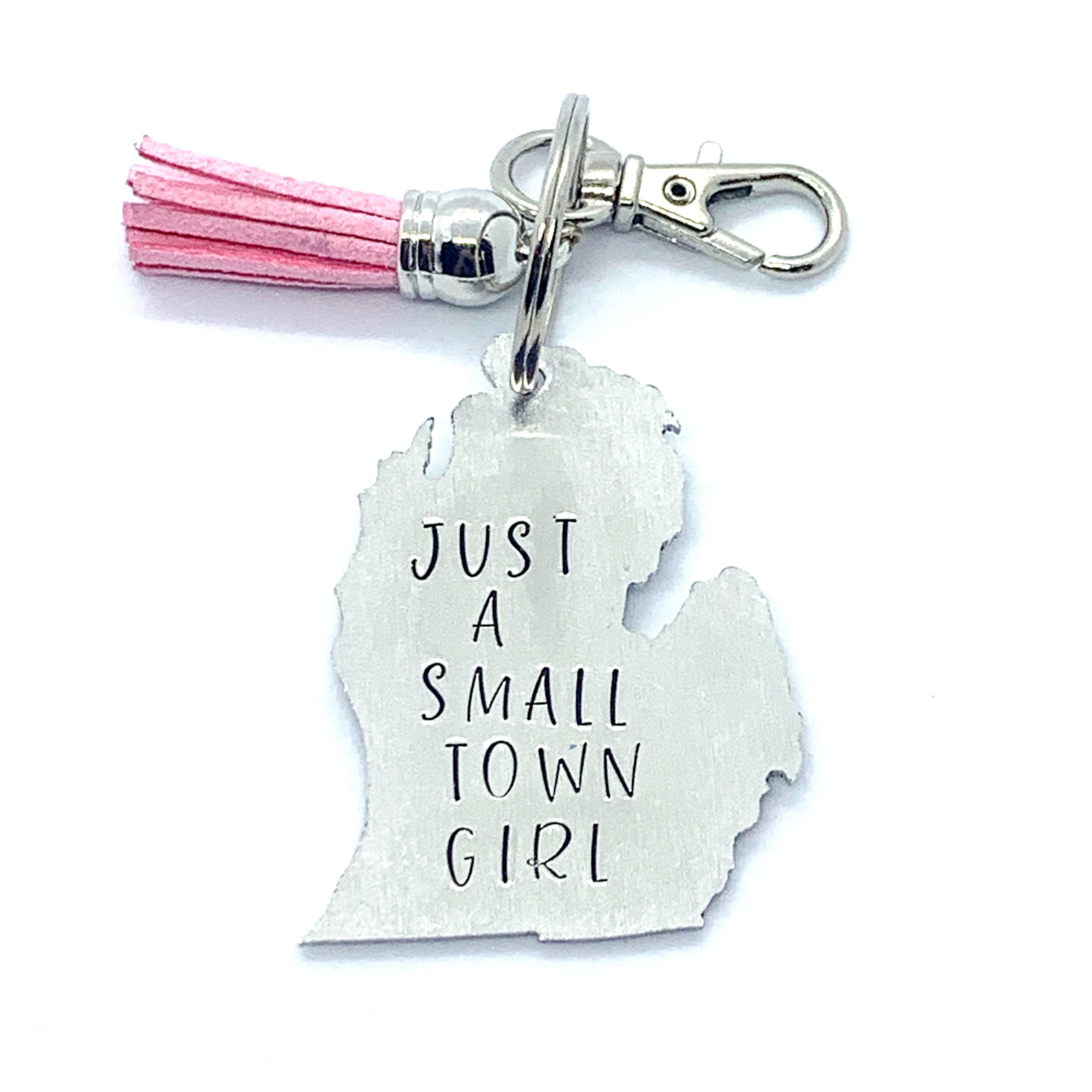 Key Chain - Michigan Shape - Just A Small Town Girl