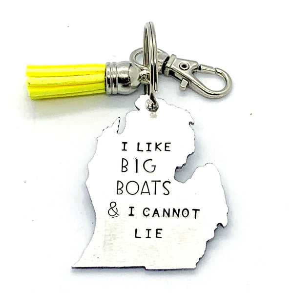 Key Chain - Michigan Shape - I Like Big Boats
