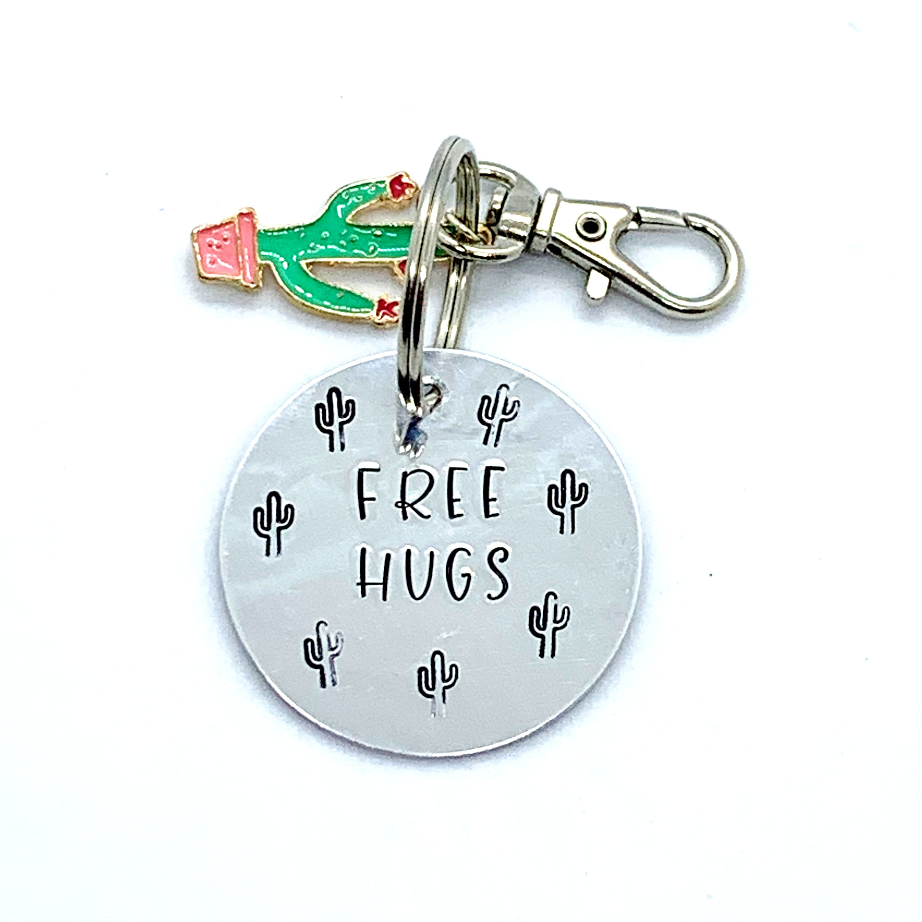Key Chain - Circle Shape w/ Specialty Tassel - Free Hugs