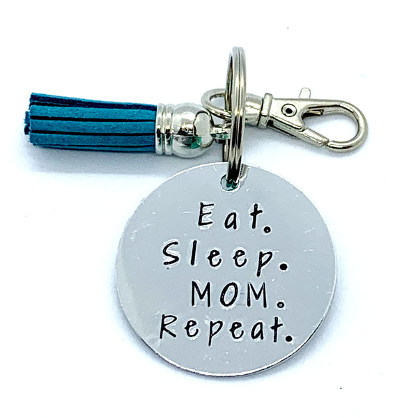 Key Chain - Circle Shape - Eat. Sleep. Mom. Repeat.