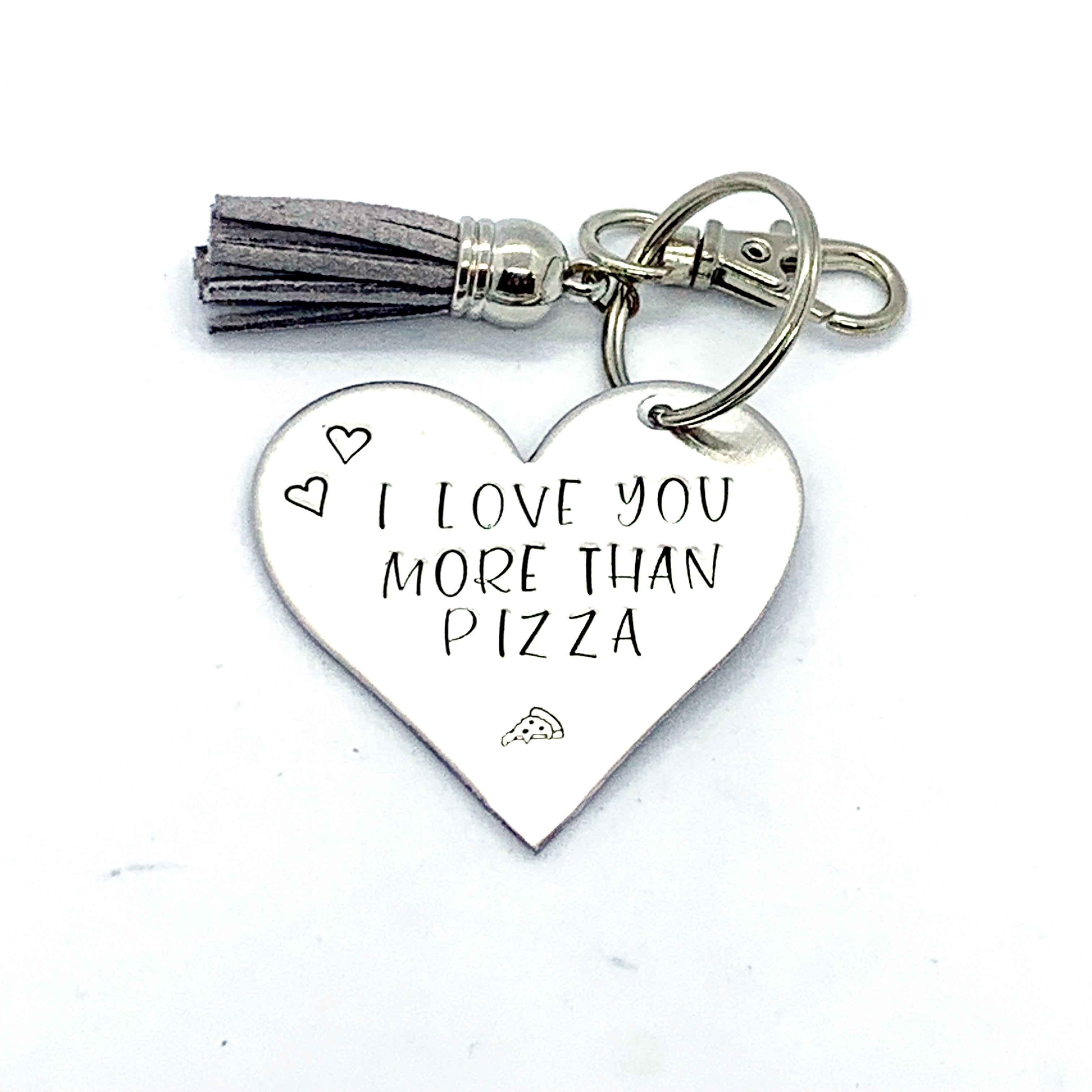 Key Chain - Heart Shape - I Love You More Than Pizza