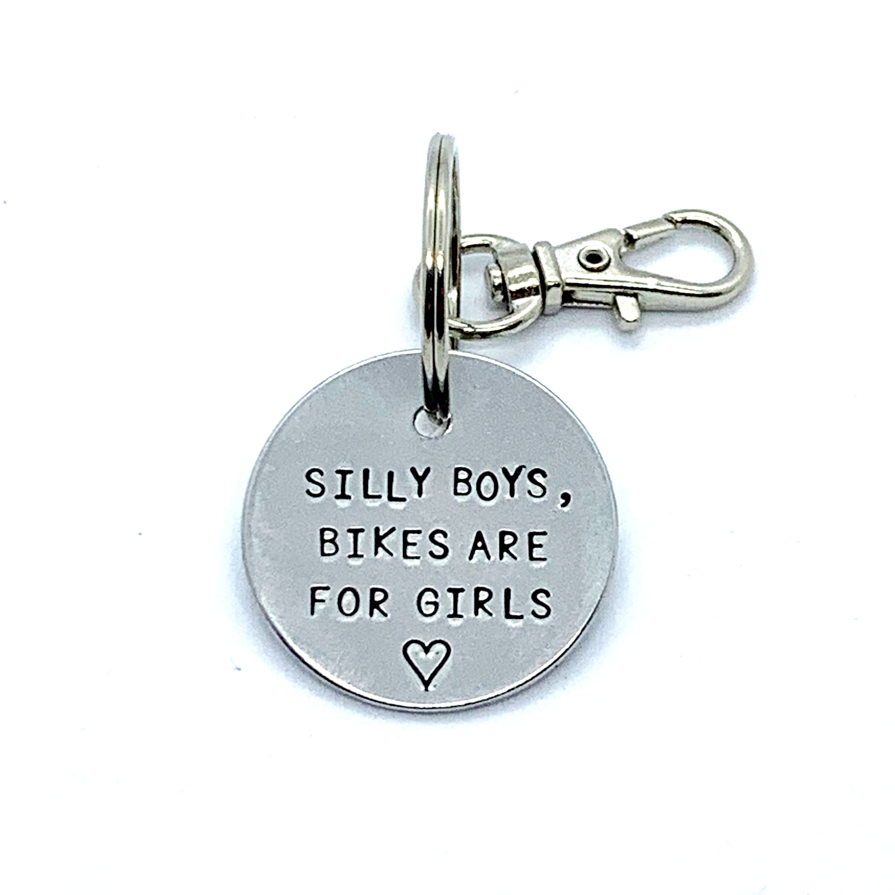 Key Chain - Simple Circle - Silly Boys, Bikes Are For Girls