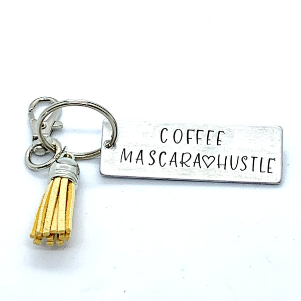 Key Chain - Large Rectangle - Coffee . Mascara . Hustle