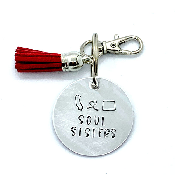Custom Key Chain with Tassel - Circle - Soul Sisters