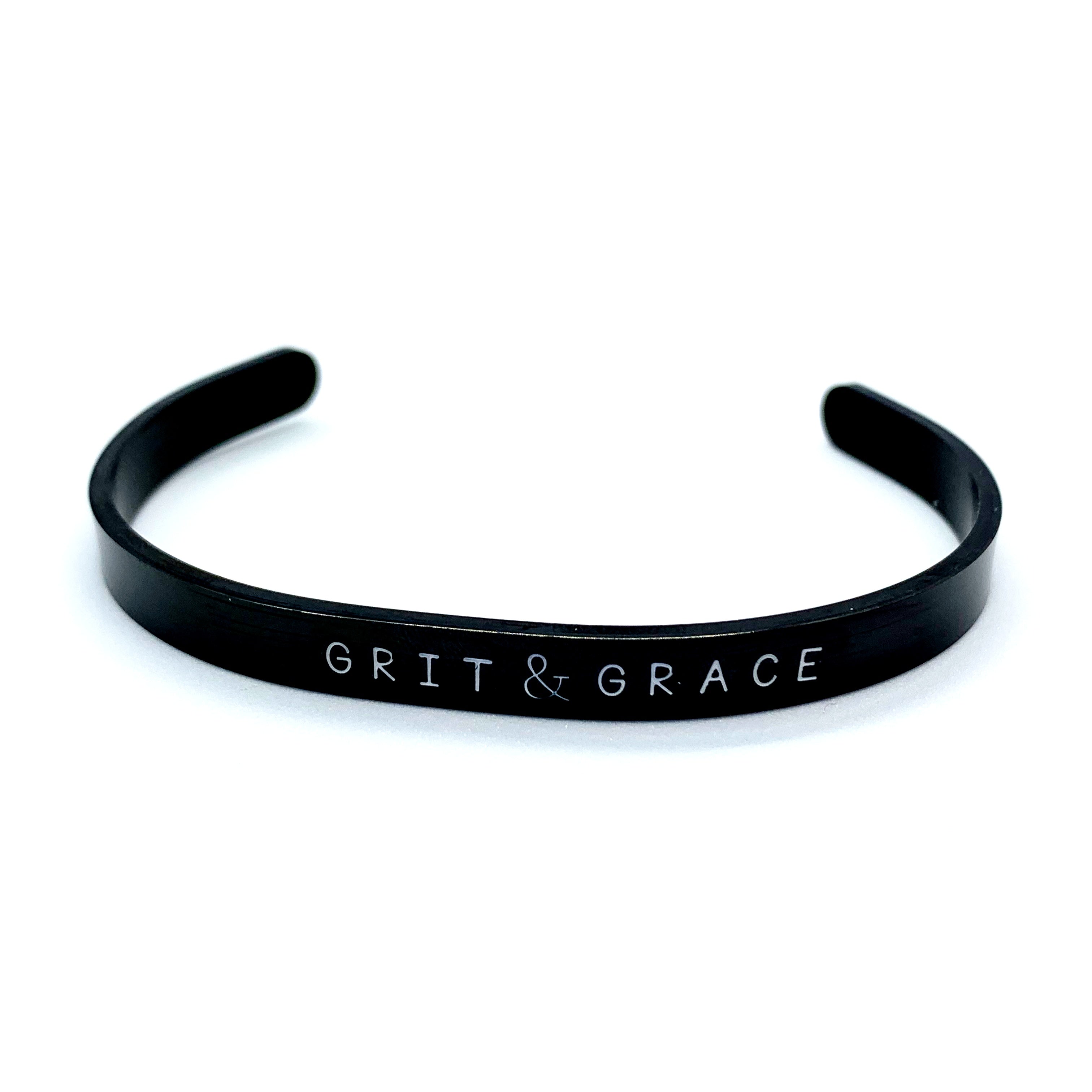 ¼ inch Stainless Steel Black Cuff - Grit & Grace