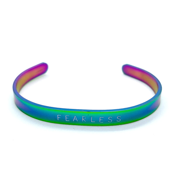 ¼ inch Stainless Steel Rainbow Cuff - Fearless