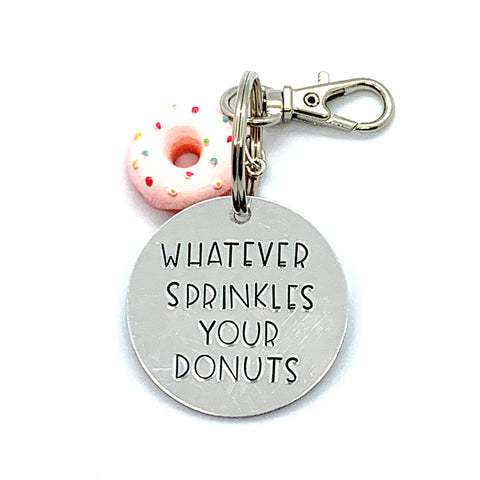 Key Chain - Circle Shape w/ Specialty Tassel - Whatever Sprinkles Your Donut