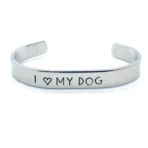 ⅜ inch Aluminum Cuff - I "heart" My Dog