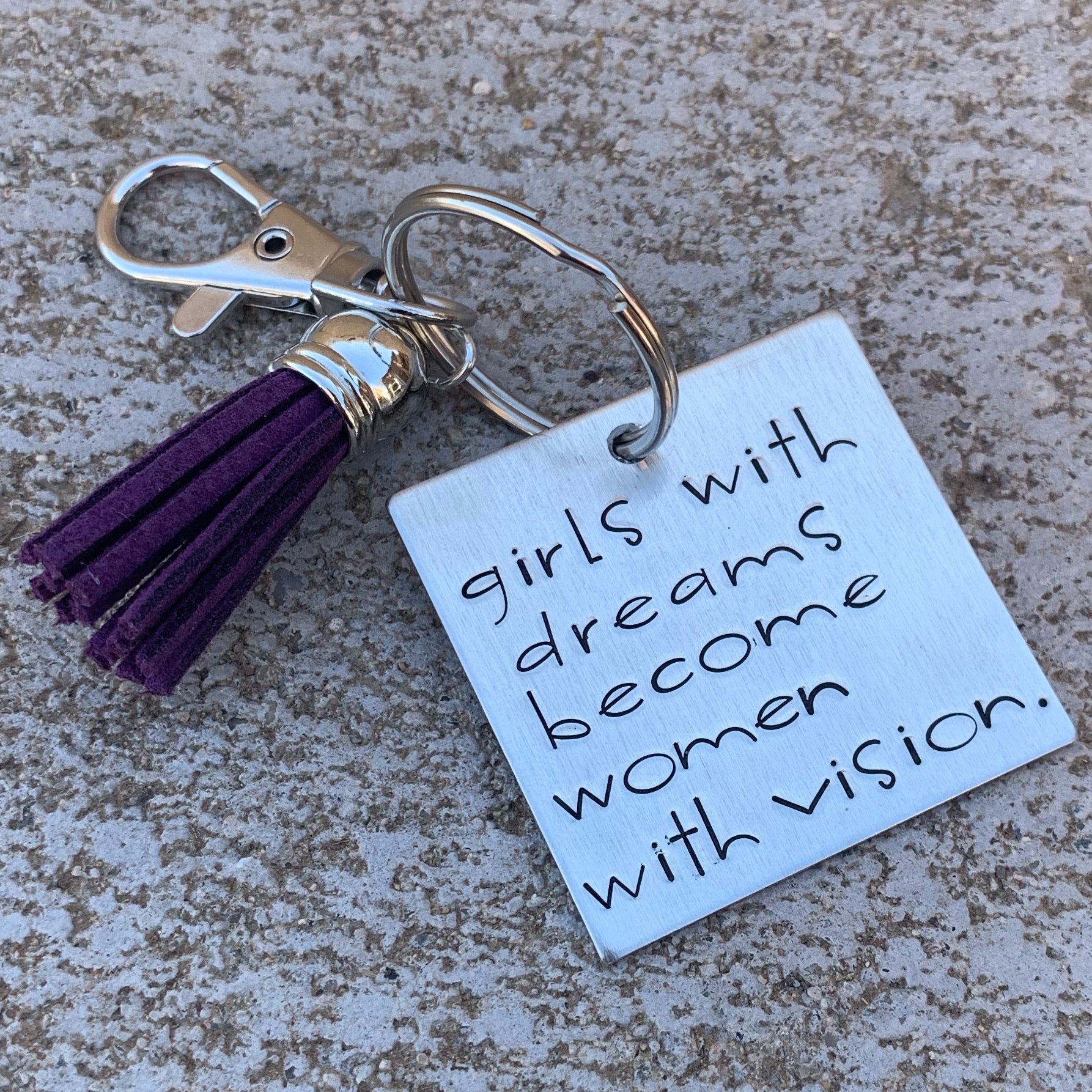 square keychain - girls with dreams become women with vision