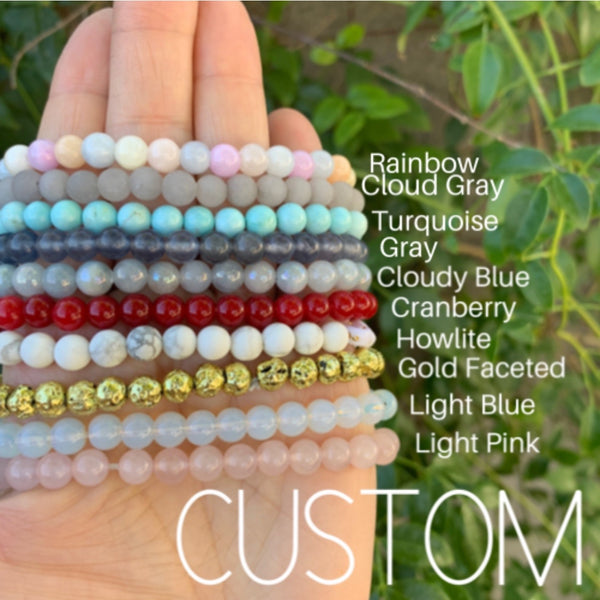 Custom beaded bracelet - choose saying and stone color