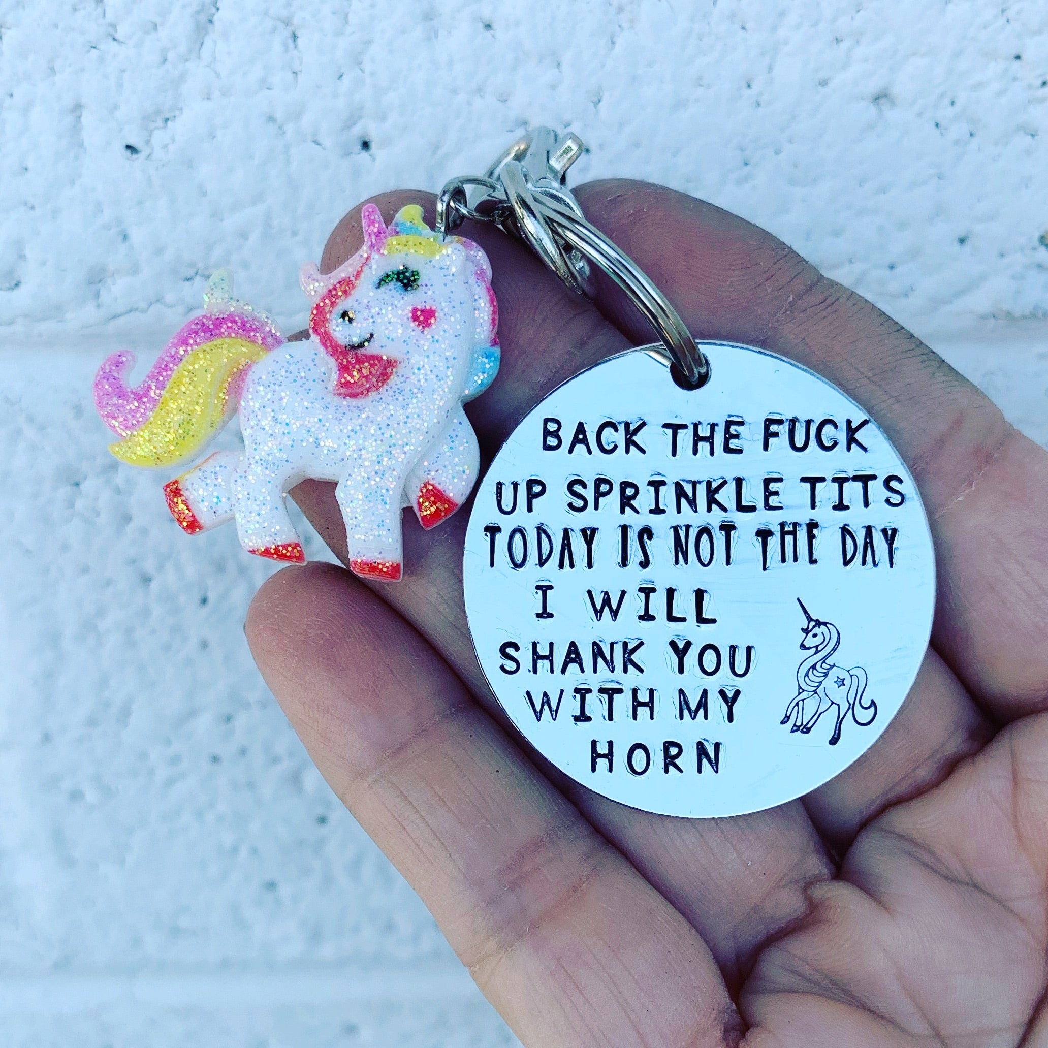 Key Chain - Circle Shape w/ Specialty Tassel - Back The Fuck Up Sprinkle Tits Today Is Not The Day