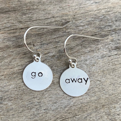 Pair of sterling silver earrings - circle shape - “go away”
