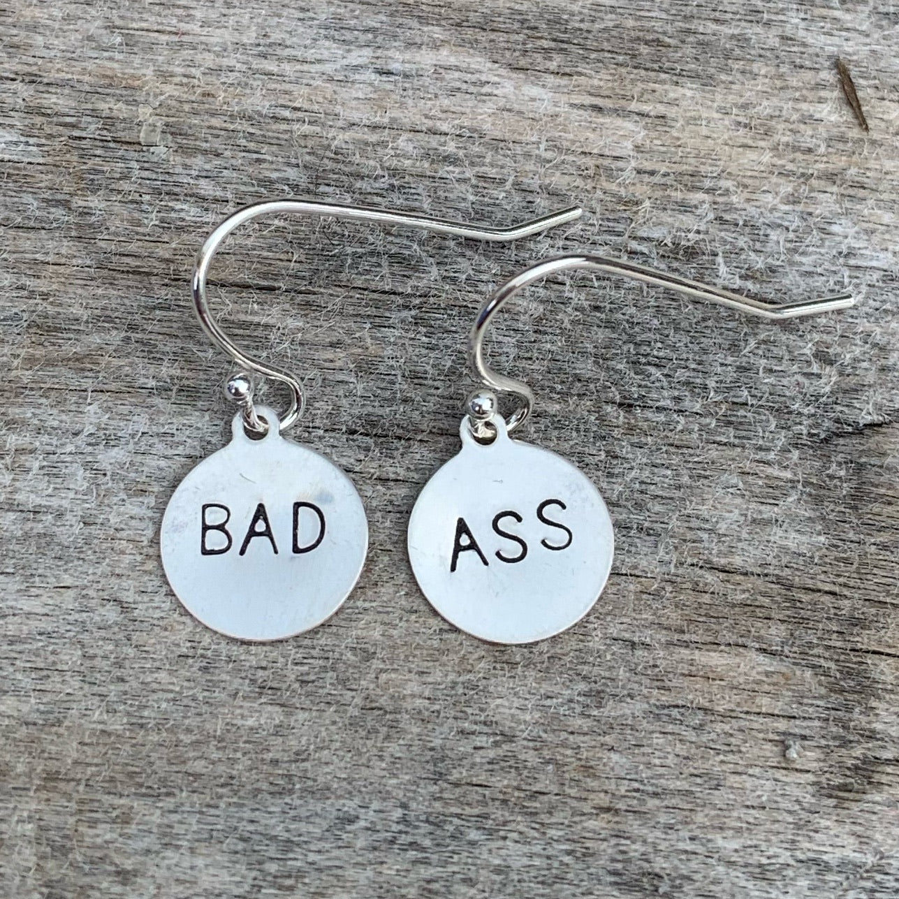 Pair of sterling silver earrings - circle shape - “bad ass”
