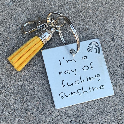I’m a ray of fucking sunshine square keychain