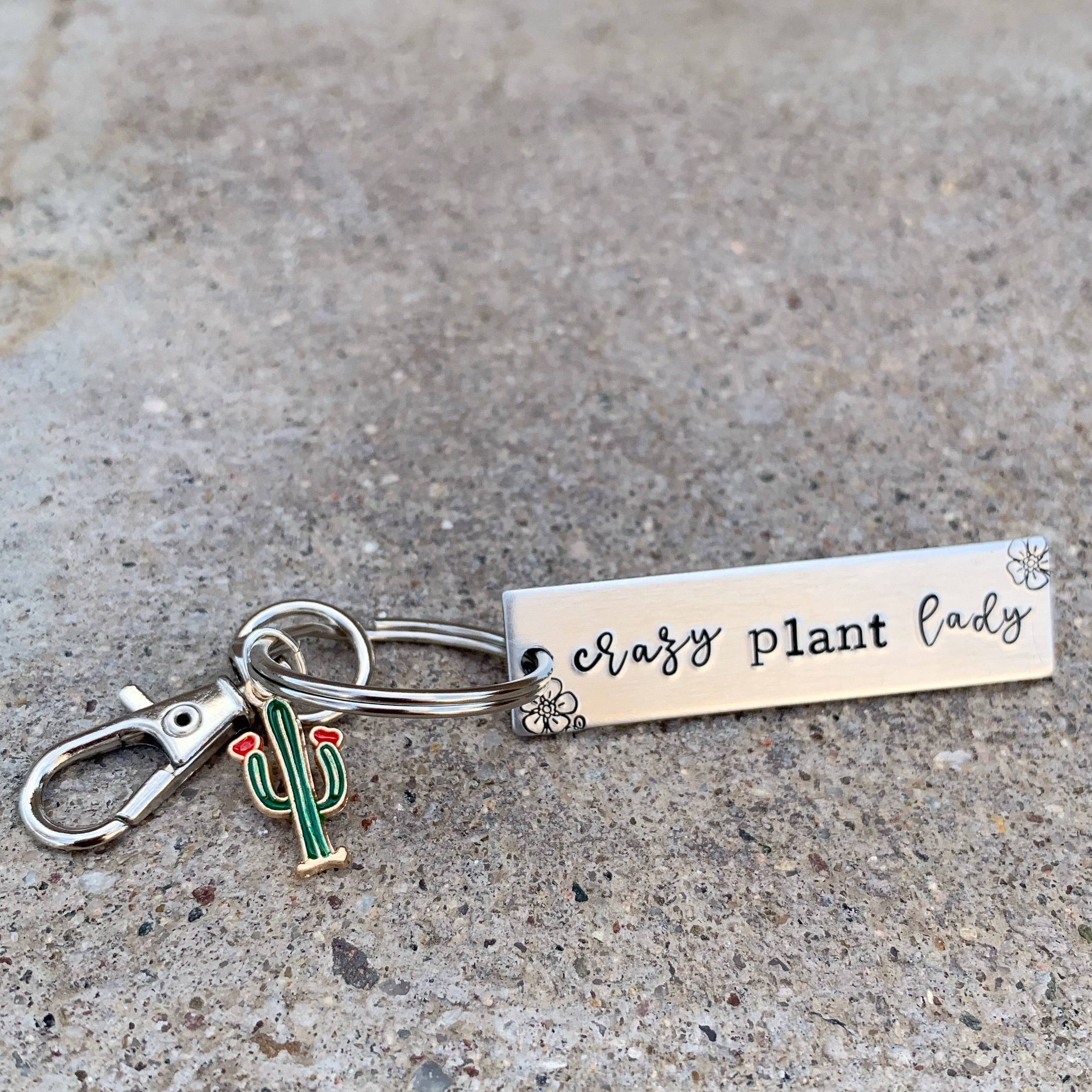 Mini rectangle keychain- Crazy Plant Lady