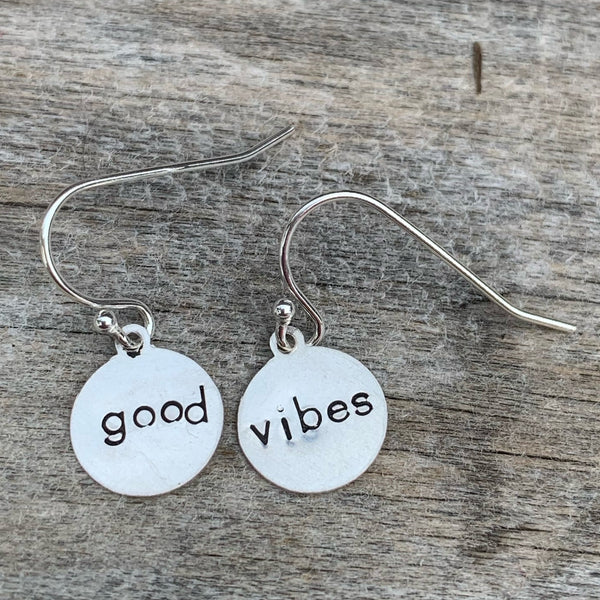 Pair of sterling silver earrings - circle shape - “good vibes”