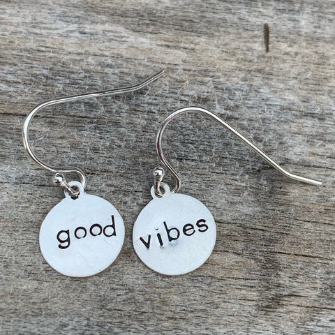 Pair of sterling silver earrings - circle shape - “good vibes”