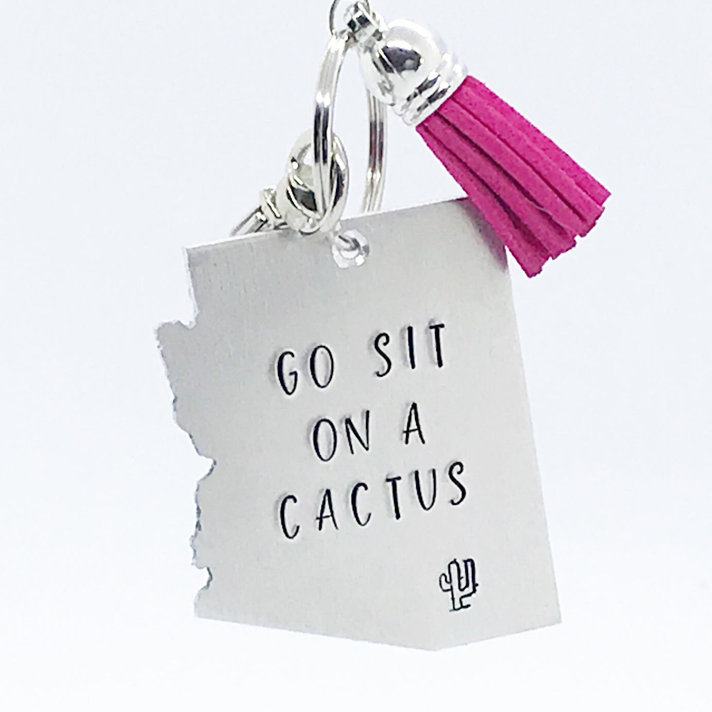 Key Chain - Arizona Shape - Go Sit On A Cactus